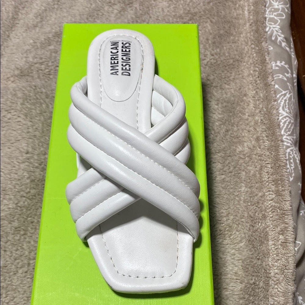 American Designers White Slide Sandals